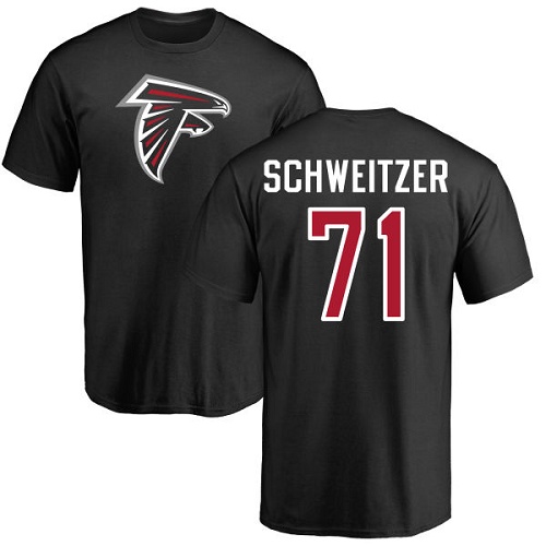 Atlanta Falcons Men Black Wes Schweitzer Name And Number Logo NFL Football #71 T Shirt->atlanta falcons->NFL Jersey